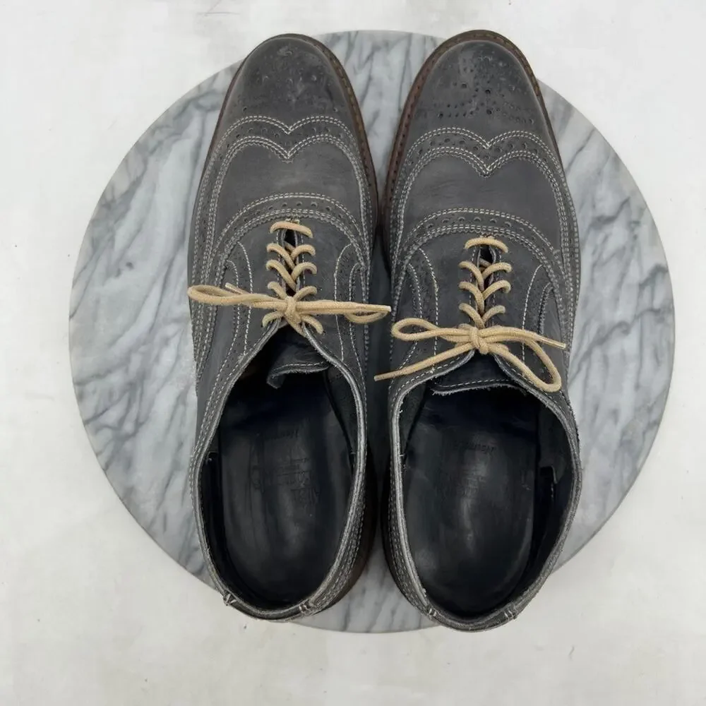 Allen Edmonds Mens 10.5 Shoe Chalkboard Gray Leather Neumok Wingtip Oxford Dress
